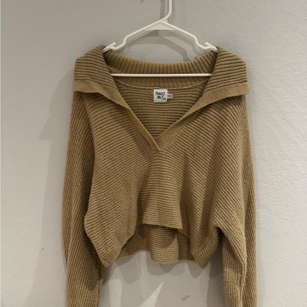Princess Polly Tan V-Neck Sweater
